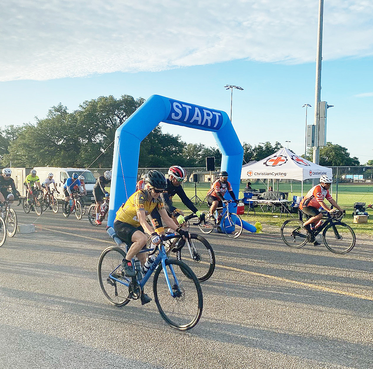 Bikers began the race at 7:15 a.m. on June 13 at the Civic Center. Photo by David Scott