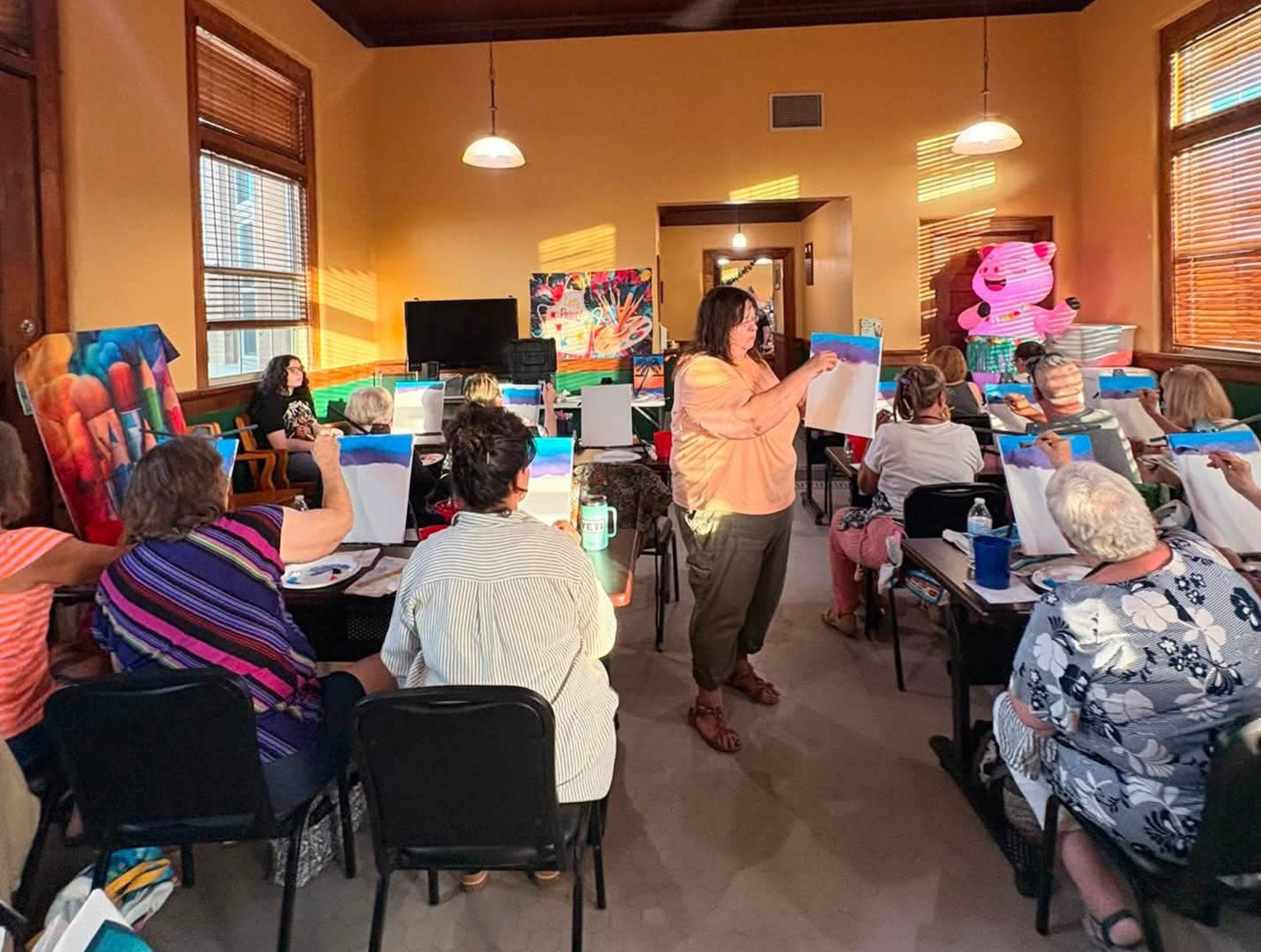 Lynette Sowell-Stevens instructs chamber participants how to create and paint pictures. Courtesy Photo