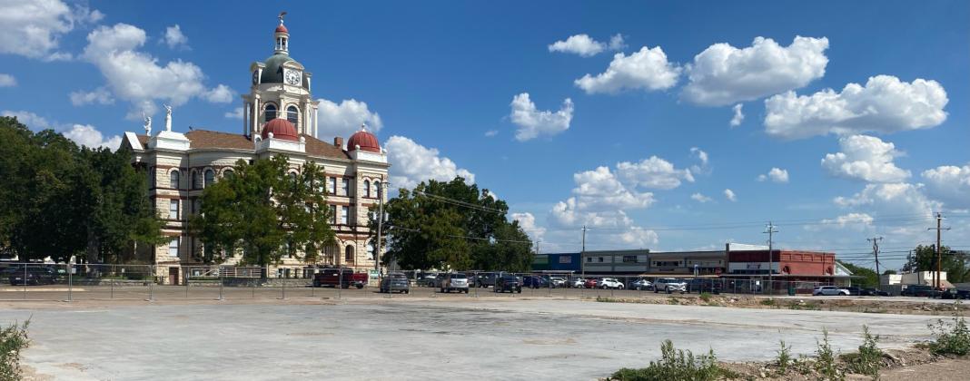 Concrete foundations are all that remain of the west side of the courthouse square. GATESVILLE MESSENGER | David Scott