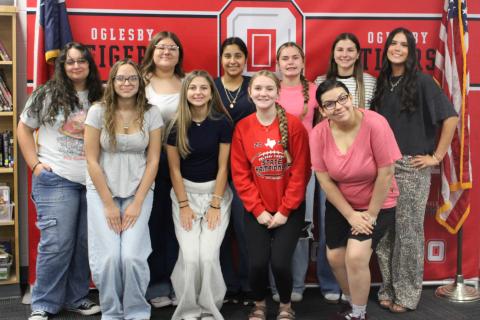 The Oglesby Tigers 2026-2027 Homecoming court. Back Row Left to Right: Hannah McFadden, Sydney Felan, Allison Uribe, Zarah Wisehart, Caitlyn Battreal, Autumn Meyers. Front Row Left to Right: Addison Green, Kelsey Ritchie, Presley Robinson, Alisa Contreras. Not Pictured: Maddi Smith. Courtesy Photo