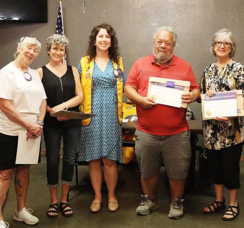 The Gatesville Lions Club inducted three new members to their club during their Wednesday, Aug. 5, meeting. From left to right: current member Linda Klontz, new member Cheryl Pittman, Lions Club president Shawnee Miller, and new members Tom and Mary Anne Leib pose after the new members took the Lions Club oath. The Gatesville Messenger/Ally Hinkle