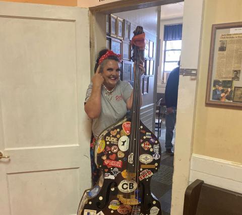 Anji Pearl and her famous bass fiddle make an appearance at Saturday’s Pearl Bluegrass. Gatesville Messenger/David Scott