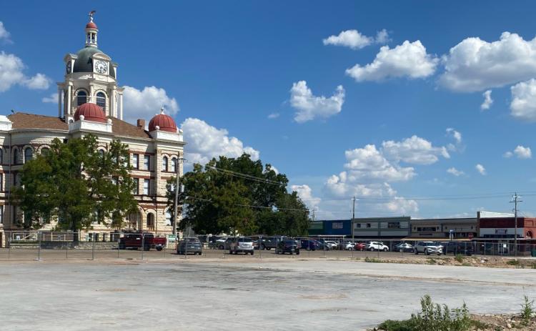 Concrete foundations are all that remain of the west side of the courthouse square. GATESVILLE MESSENGER | David Scott