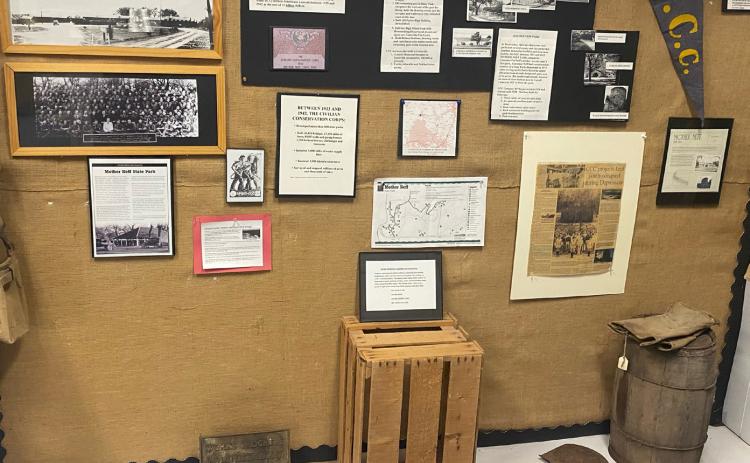 The display at the Coryell Museum and Historical Center shows artifacts and information about the Civilian Conservation Corps when it was assigned to work in Coryell County. Gatesville Messenger/David Scott