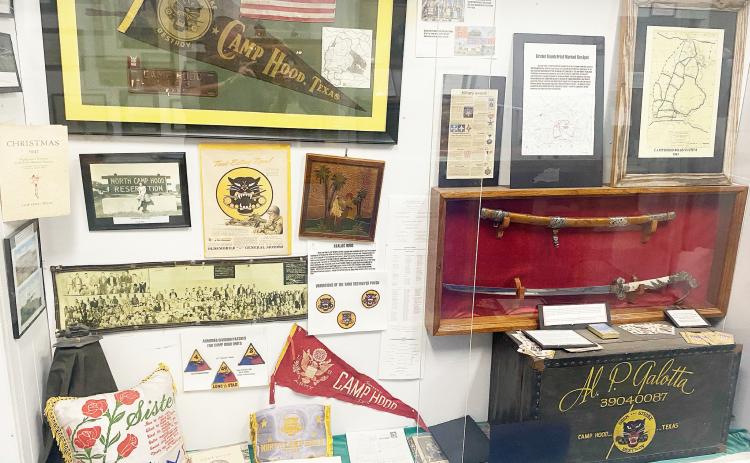 Camp Hood relics on display in the military exhibit at Coryell Museum and Historical Center. Gatesville Messenger/David Scott