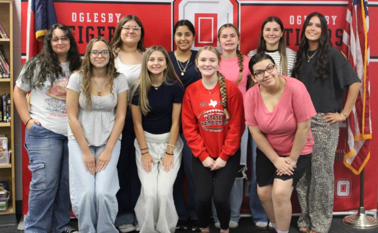 The Oglesby Tigers 2026-2027 Homecoming court. Back Row Left to Right: Hannah McFadden, Sydney Felan, Allison Uribe, Zarah Wisehart, Caitlyn Battreal, Autumn Meyers. Front Row Left to Right: Addison Green, Kelsey Ritchie, Presley Robinson, Alisa Contreras. Not Pictured: Maddi Smith. Courtesy Photo