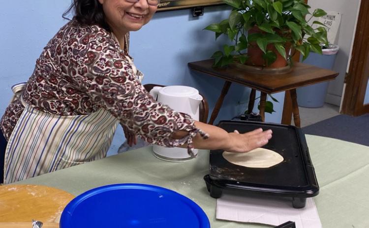 Photo caption: Alvia Lind demonstrating how to make homemade tortillas during the Spurfest event at the Coryell Museum and Historical Center. Gatesville Messenger | David Scott